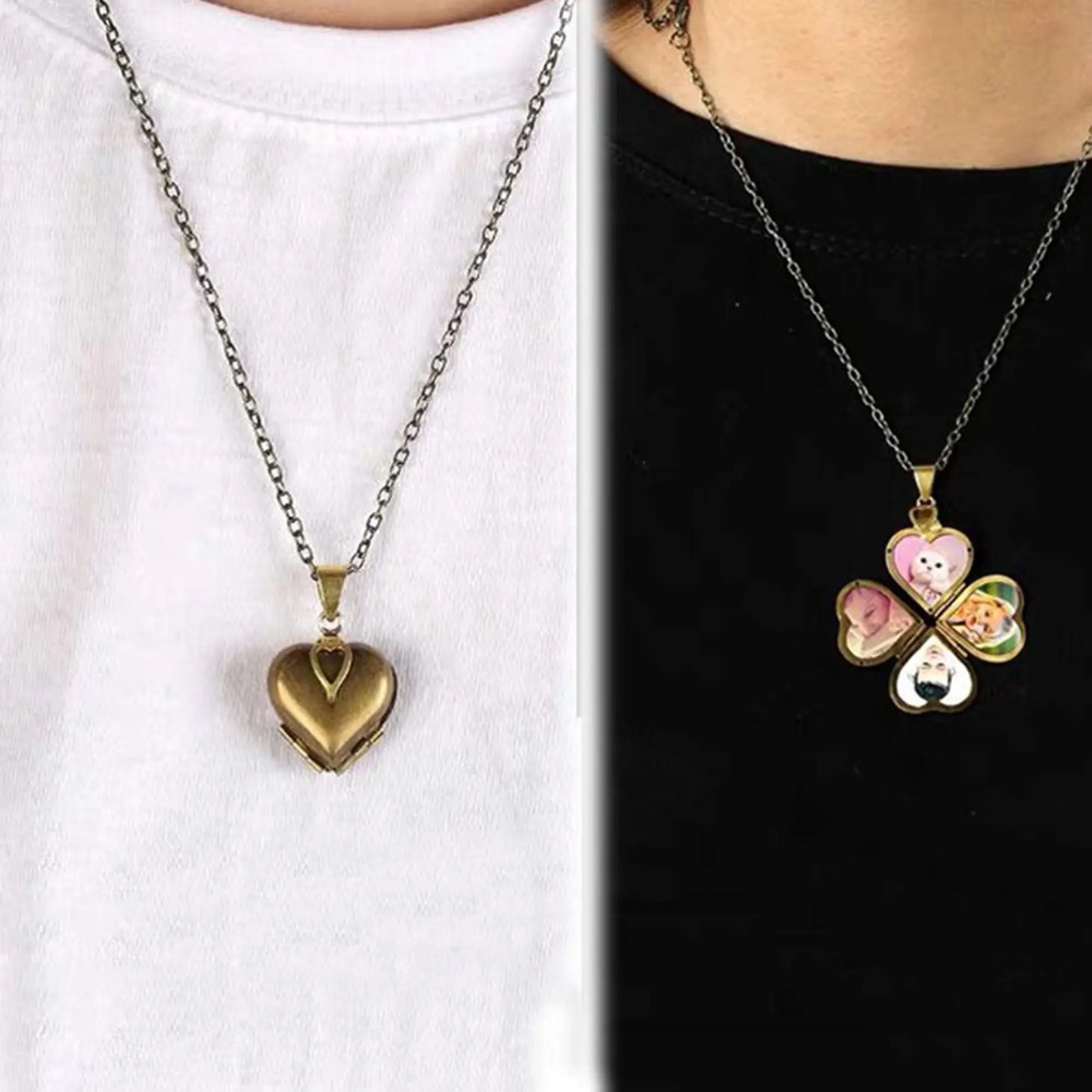 Personalized Four Leaf 4 Leaves Clover Pendant Necklace Customized Photo Box Girls Lover Fashion Jewelry - Blade & Thread