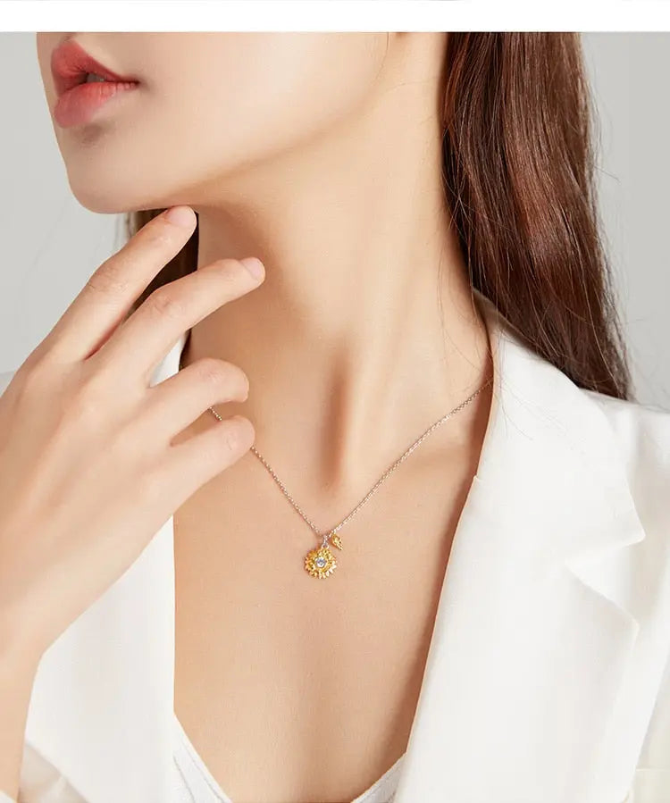 Sunflower Necklace Gold Color Lucky Necklace Gift for Women Fashion Necklace Jewelry nowadaysfashion