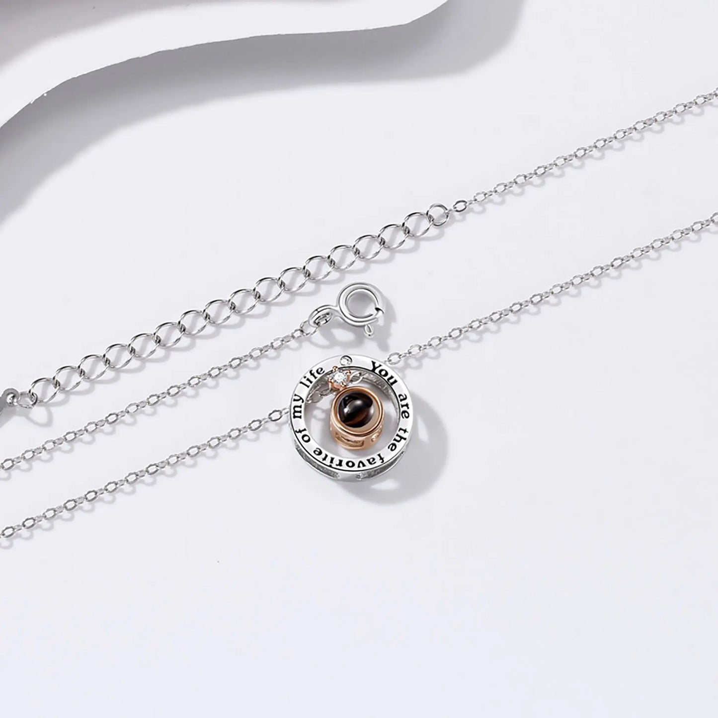 Personalized Letter Decoration Round Pendant Custom Color Photo Couple Projection Necklace nowadaysfashion