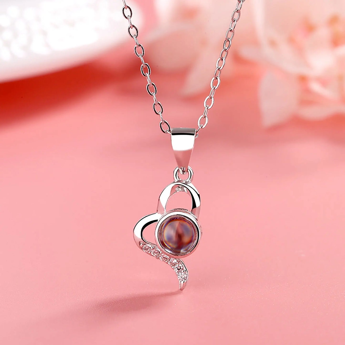 Custom Irregular Heart Pendant Personalized Photo Name Creative Gift Projection Necklace nowadaysfashion