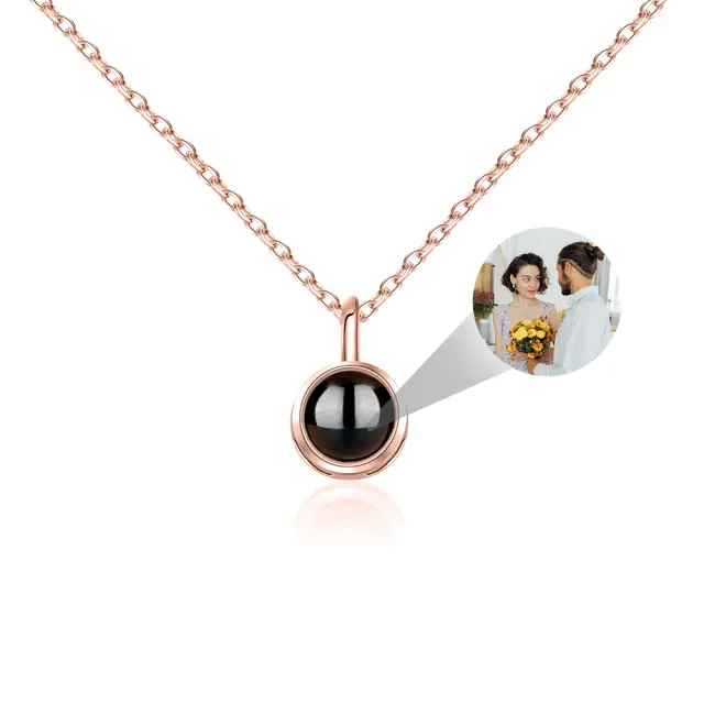 Personalized Color Photo Projection Necklace Basic Style Round Pendant Simple Custom Necklaces nowadaysfashion