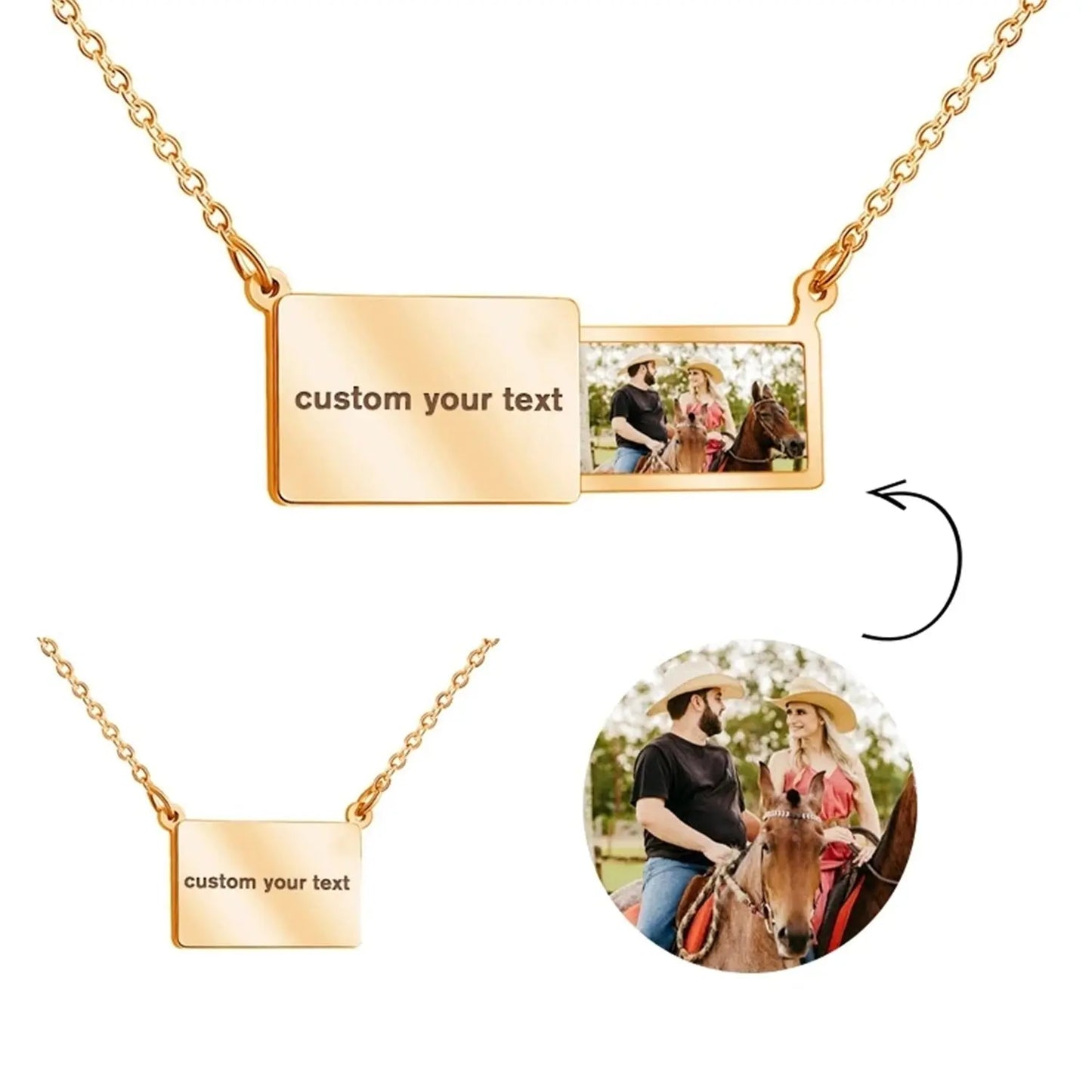 Pull-Out Envelope Necklace Personalized Engraved Photo Locket Unique Pendant - Blade & Thread