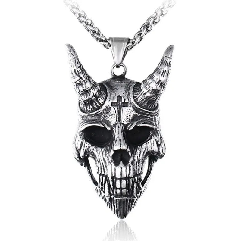 Punk Ghost Skull Mask Pendant Necklace Cool Men's Rock Party Jewelry - Blade & Thread