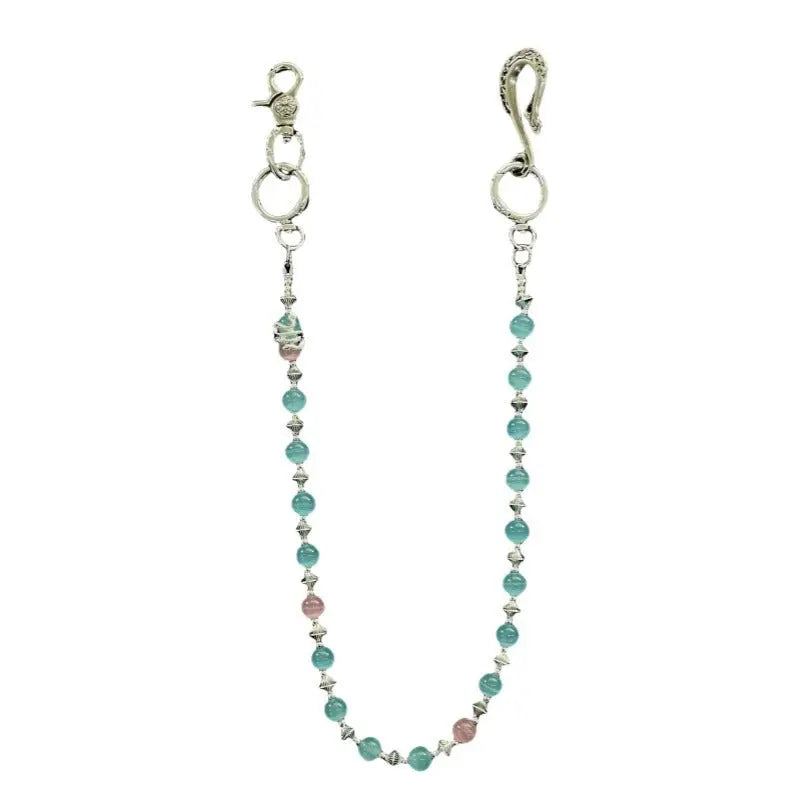 red and blue cat's eye stone chain - Blade & Thread