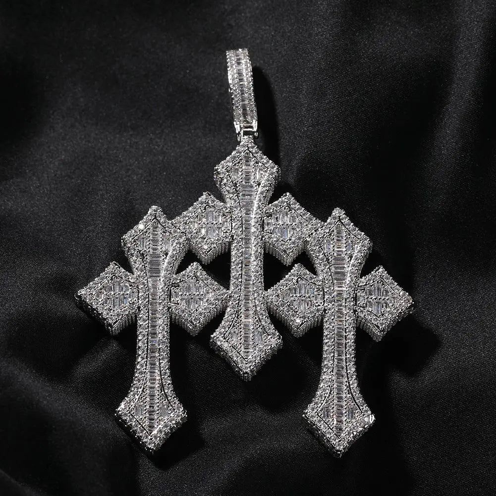 Retro Cross Square Zircon Inlay Necklace - Blade & Thread
