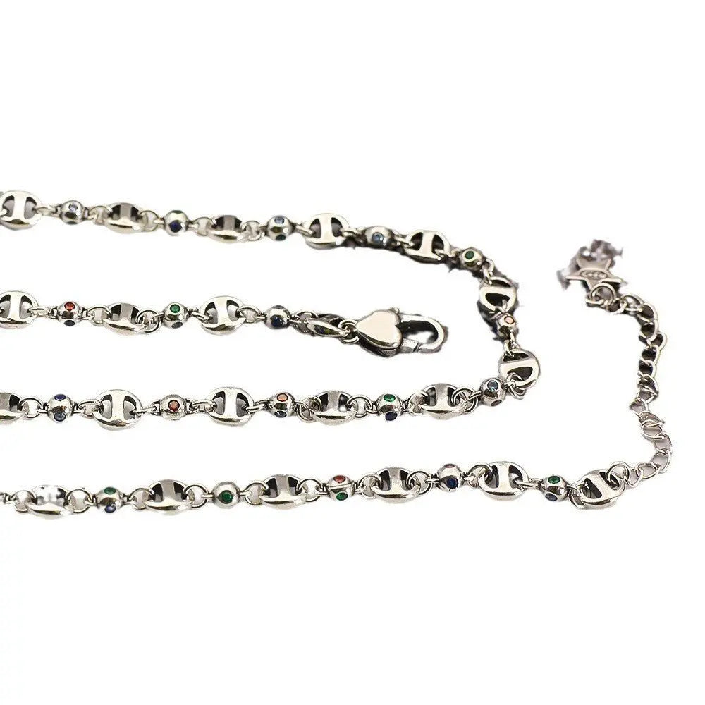 Retro Multi-color Stone Pig Nose Necklace - Blade & Thread