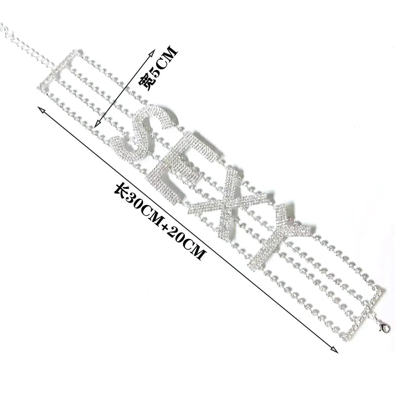 Rhinestone Collar Choker Personality English Letter SEXY Neckchain - Blade & Thread