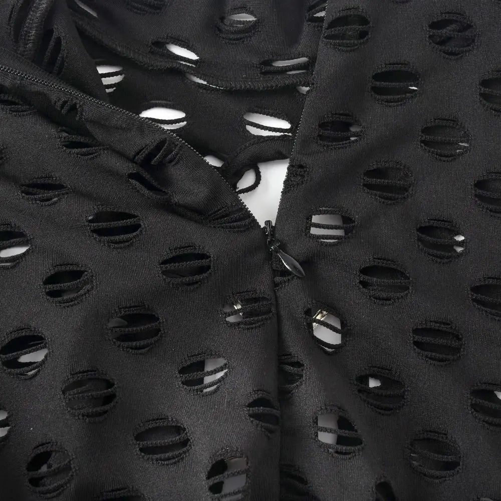 Sexy Hollow Out See Through Long Sleeve Jumpsuits Women Hole Grunge Skinny One Piece Rompers - Blade & Thread