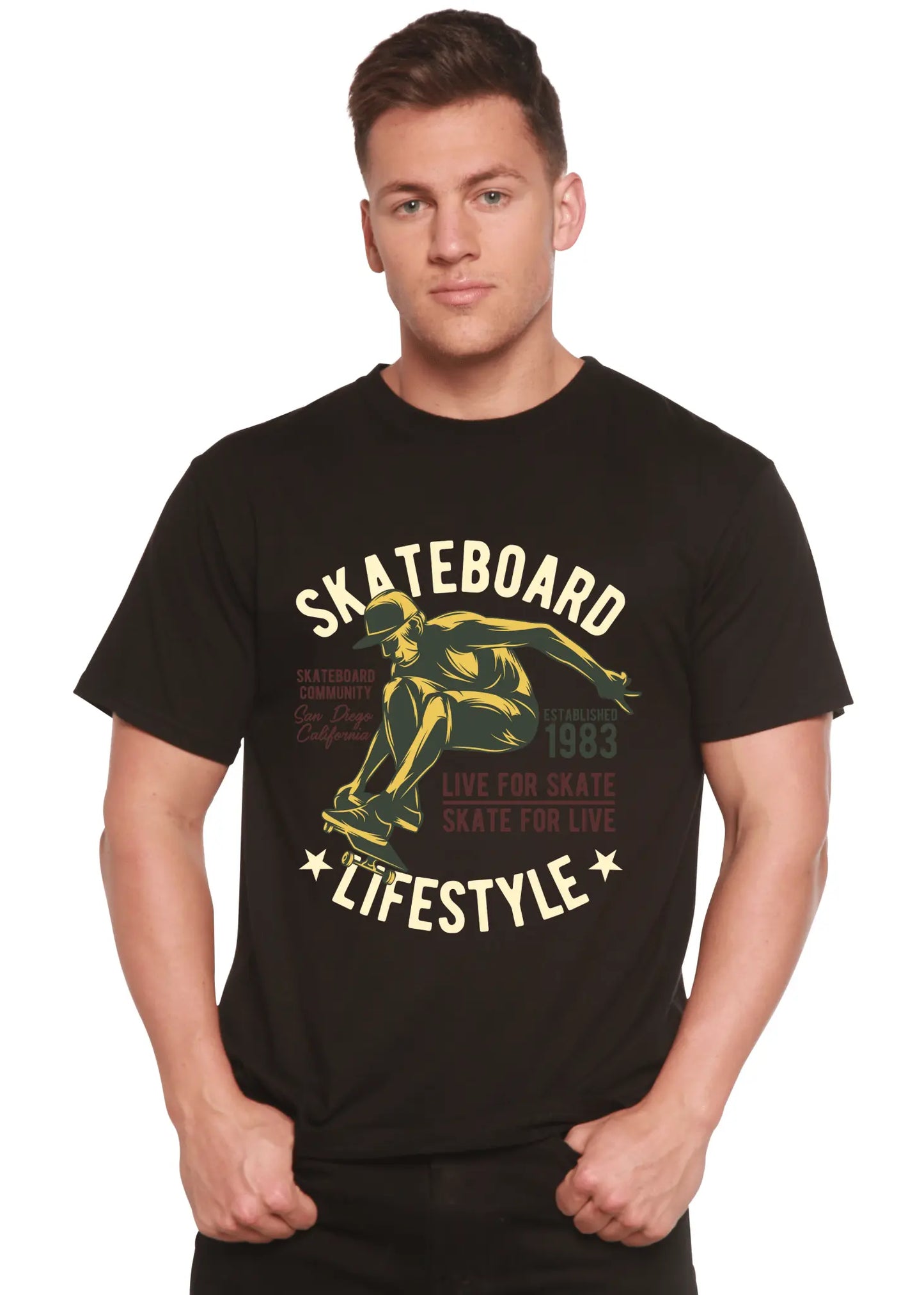 Skateboard Lifestyle Men's Bamboo Viscose/Organic Cotton Short Sleeve Graphic T-Shirt - Blade & Thread