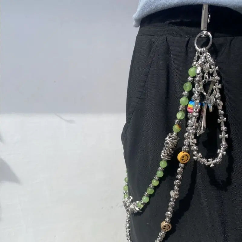 smiley face cross acrylic bead chain - Blade & Thread
