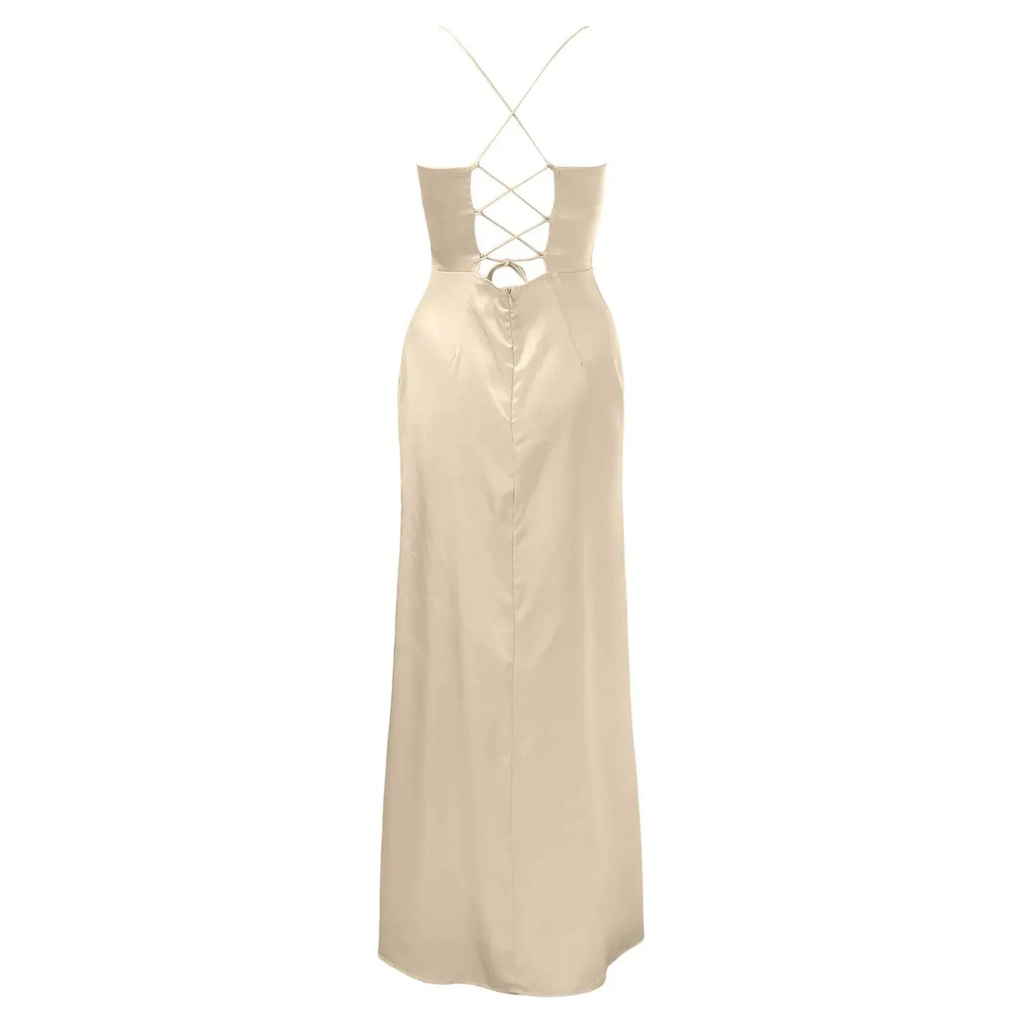 Spaghetti Strap Satin Corset Fishbone Push Up Bodycon Party Long Dress - Blade & Thread