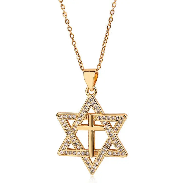 star of david necklace cross diamond necklace - Blade & Thread