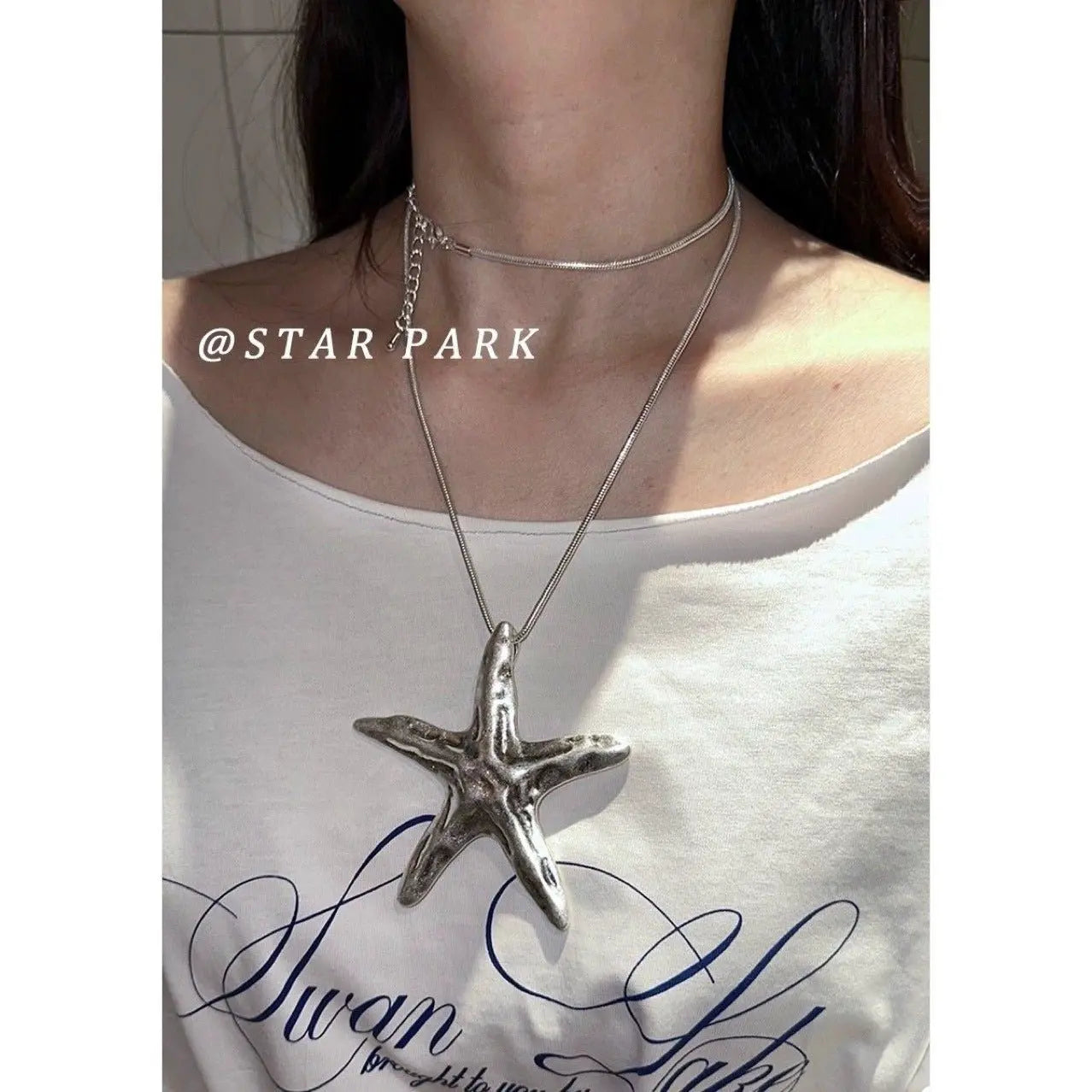 starfish necklace long heavy work necklace - Blade & Thread