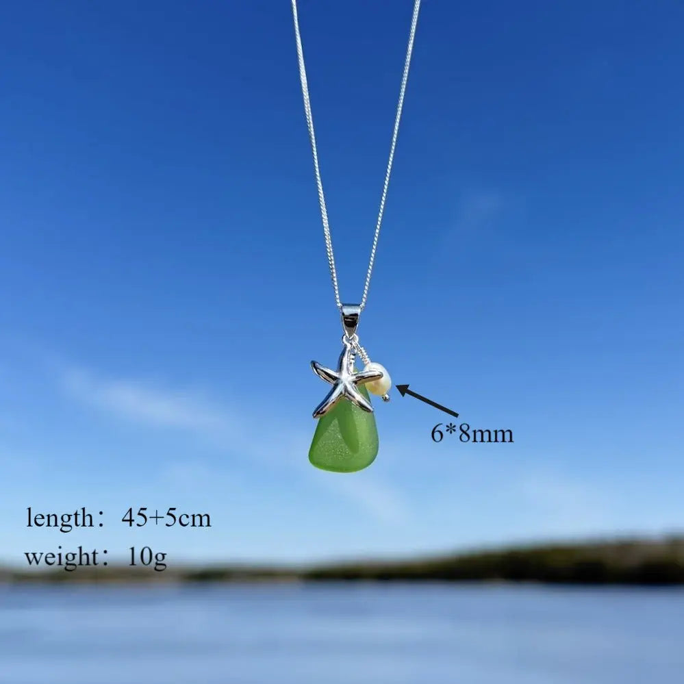 starfish necklace stone chalcedony pearl necklace - Blade & Thread
