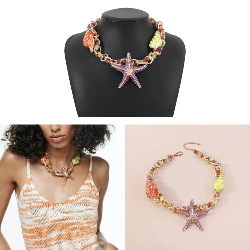 Starfish Shell Charm Choker Necklace - Blade & Thread