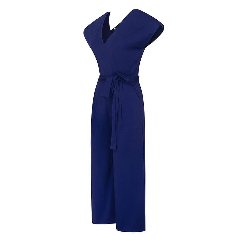 Summer 2022 Streetwear V-neck Jumpsuit Beach Elegant Party One Piece Black Rompers - Blade & Thread