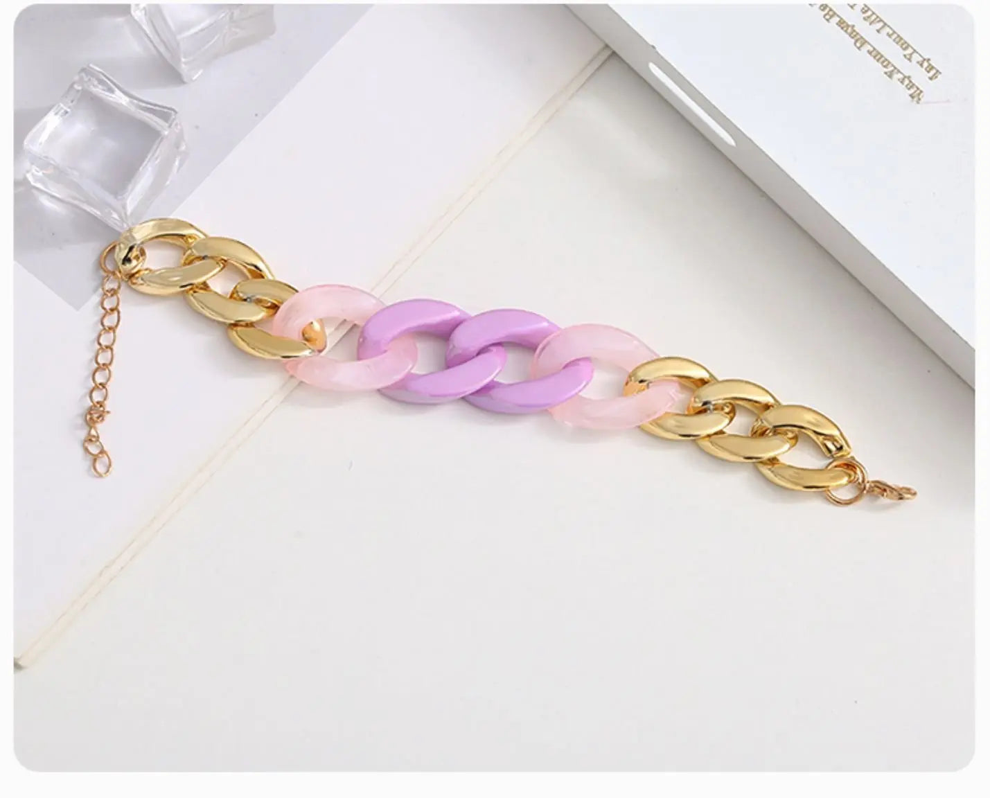Three pink resin Cuban bracelet - Blade & Thread