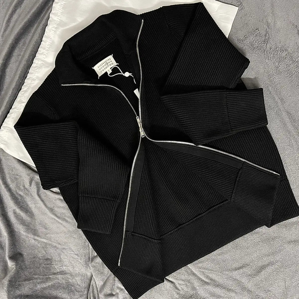 Two-way zipper high collar wool jacket - Blade & Thread