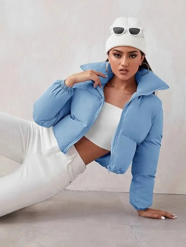 Winter long sleeve stand collar casual coat cotton jacket - Blade & Thread