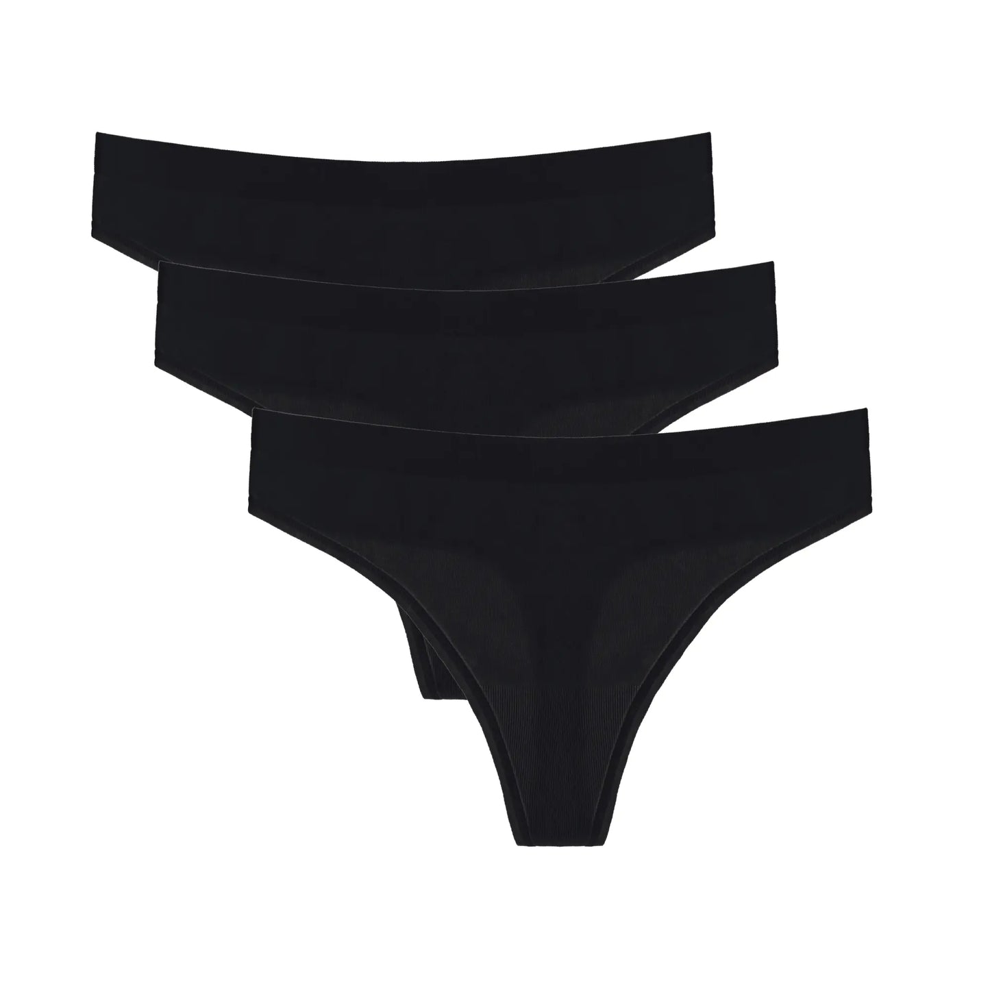 Women's Bamboo/Cotton Thong Style Underwear Black Color - 3-pack - Blade & Thread