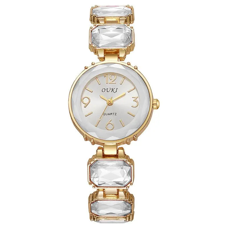 Women’s Gold Bracelet Quartz Watch with Black Crystal Dial - Blade & Thread