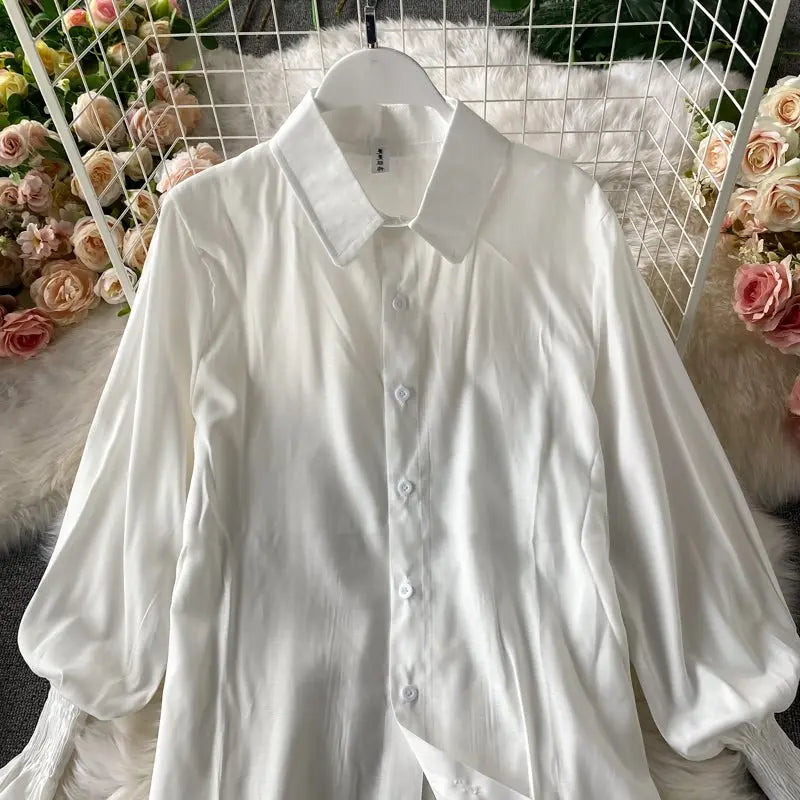 women's lantern sleeve shirt knitted vest two piece sets of College style - Blade & Thread