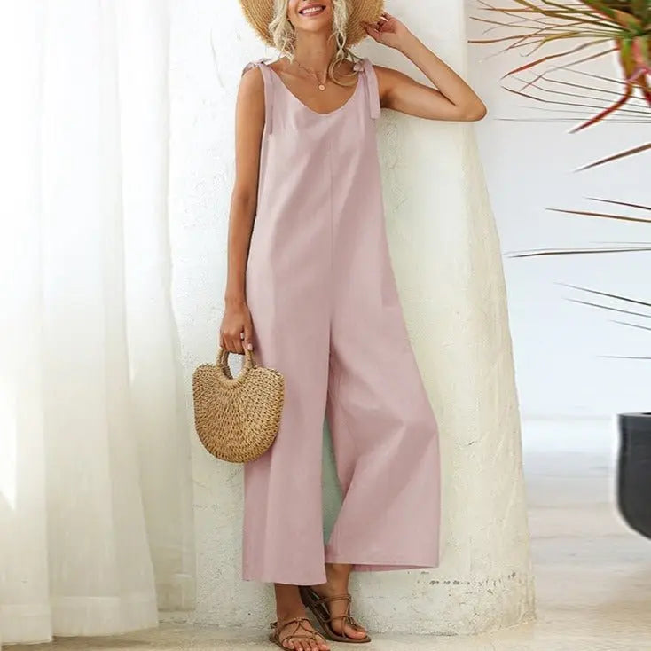 Women's Overalls 2022 Wide Leg Jumpsuit for Women Summer Cotton Backless Romper - Blade & Thread