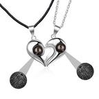 1 Pair Name Couple Heart Shape 100 Languages I Love You Projection Pendant Necklace nowadaysfashion