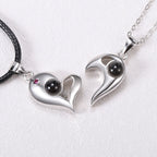 1 Pair Name Couple Heart Shape 100 Languages I Love You Projection Pendant Necklace nowadaysfashion