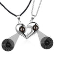 1 Pair Name Couple Heart Shape 100 Languages I Love You Projection Pendant Necklace nowadaysfashion