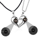 1 Pair Name Couple Heart Shape 100 Languages I Love You Projection Pendant Necklace nowadaysfashion