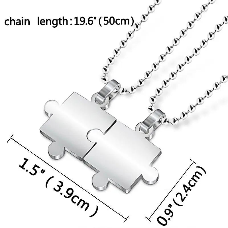 1 Pair puzzle Pendant Chain piece necklace for couples nowadaysfashion