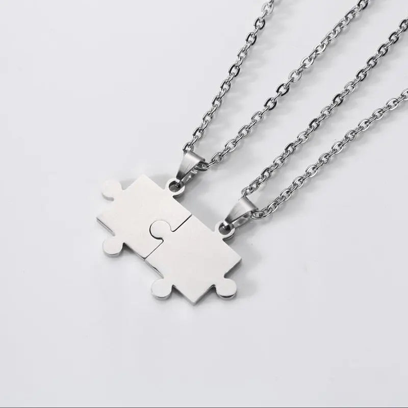 1 Pair puzzle Pendant Chain piece necklace for couples nowadaysfashion