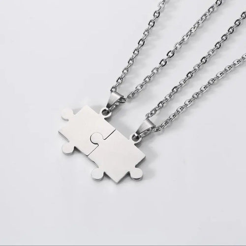 1 Pair puzzle Pendant Chain piece necklace for couples - Blade & Thread