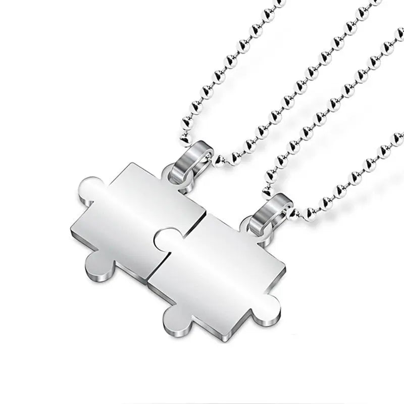 1 Pair puzzle Pendant Chain piece necklace for couples nowadaysfashion
