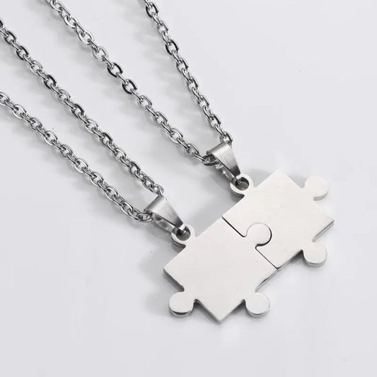 1 Pair puzzle Pendant Chain piece necklace for couples - Blade & Thread
