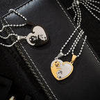 1 Set Couple Charm Cat Pendant Necklace Women Men Stainless Steel Girl Gift Jewelry Blue Cololr nowadaysfashion