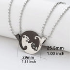 1 Set Couple Charm Cat Pendant Necklace Women Men Stainless Steel Girl Gift Jewelry Blue Cololr nowadaysfashion