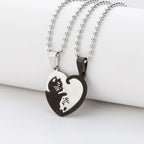 1 Set Couple Charm Cat Pendant Necklace Women Men Stainless Steel Girl Gift Jewelry Blue Cololr nowadaysfashion