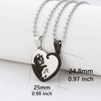 1 Set Couple Charm Cat Pendant Necklace Women Men Stainless Steel Girl Gift Jewelry Blue Cololr nowadaysfashion