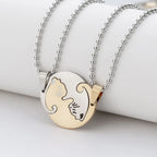 1 Set Couple Charm Cat Pendant Necklace Women Men Stainless Steel Girl Gift Jewelry Blue Cololr nowadaysfashion