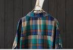 100% Cotton Plaid Shirt Long Sleeve Button Up Casua Loose Blouse Plus Size nowadaysfashion