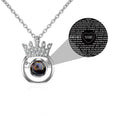 100 Languages I Love You Personalized Name Projection Necklace Classic Round Crown Pendant nowadaysfashion