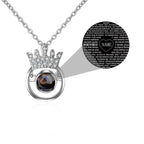 100 Languages I Love You Personalized Name Projection Necklace Classic Round Crown Pendant nowadaysfashion
