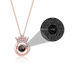 100 Languages I Love You Personalized Name Projection Necklace Classic Round Crown Pendant nowadaysfashion