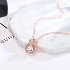 100 Languages I Love You Personalized Name Projection Necklace Classic Round Crown Pendant nowadaysfashion