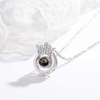 100 Languages I Love You Personalized Name Projection Necklace Classic Round Crown Pendant nowadaysfashion