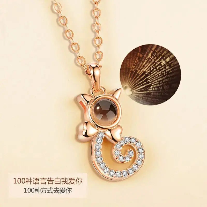 100 languages of love necklace Pendant to Express, Women Love Memory Projection Necklace nowadaysfashion