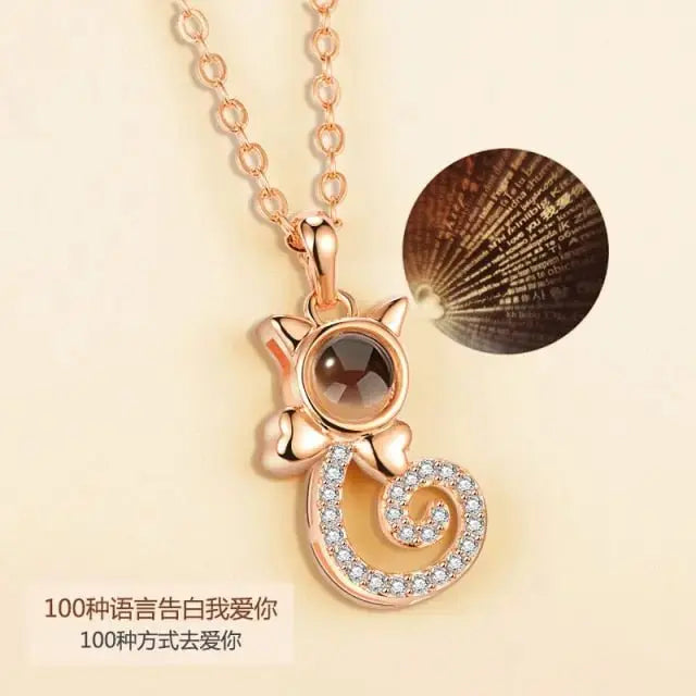 100 languages of love necklace Pendant to Express, Women Love Memory Projection Necklace nowadaysfashion