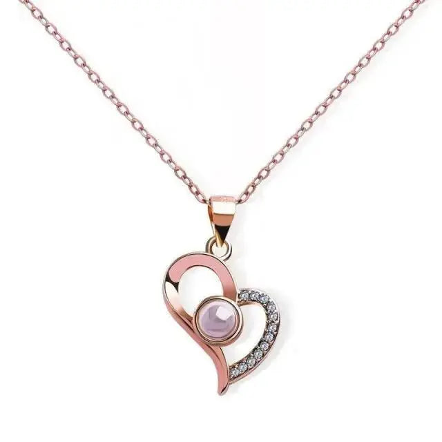 100 languages of love necklace Pendant to Express, Women Love Memory Projection Necklace nowadaysfashion